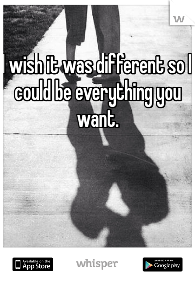 I wish it was different so I could be everything you want. 