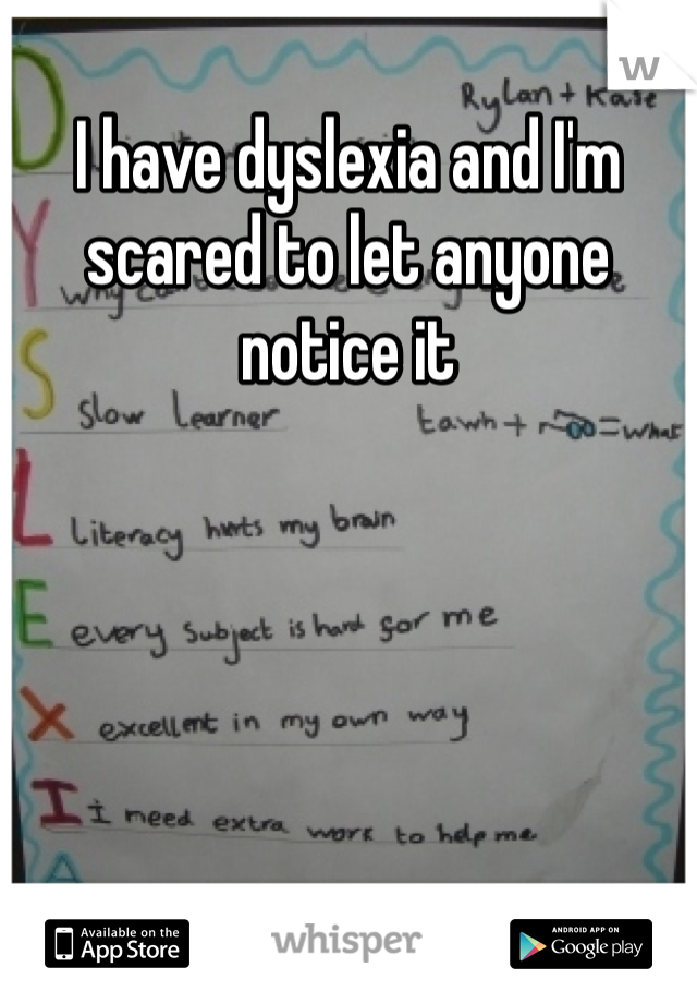 I have dyslexia and I'm scared to let anyone notice it