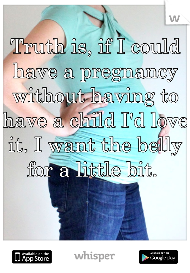 Truth is, if I could have a pregnancy without having to have a child I'd love it. I want the belly for a little bit. 