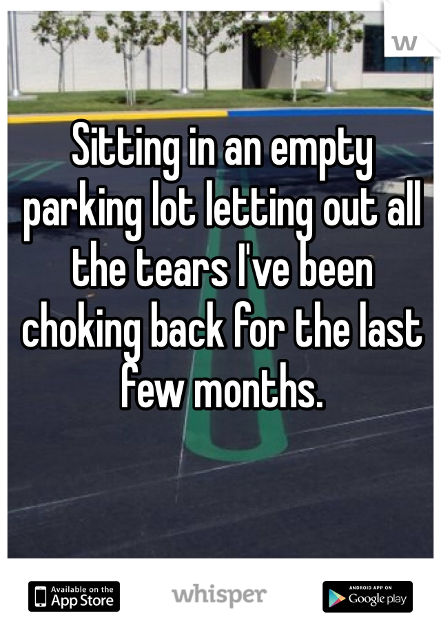 Sitting in an empty parking lot letting out all the tears I've been choking back for the last few months.