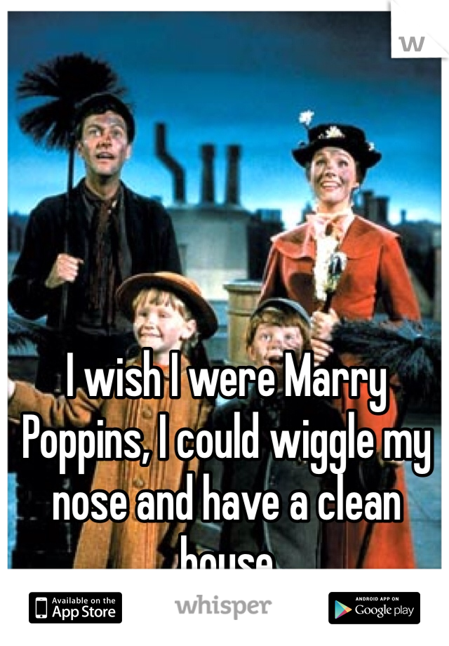 I wish I were Marry Poppins, I could wiggle my nose and have a clean house