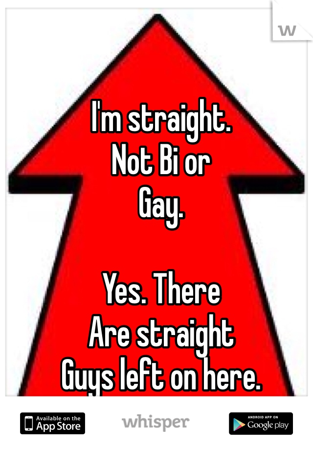 I'm straight. 
Not Bi or 
Gay. 

Yes. There 
Are straight
Guys left on here. 