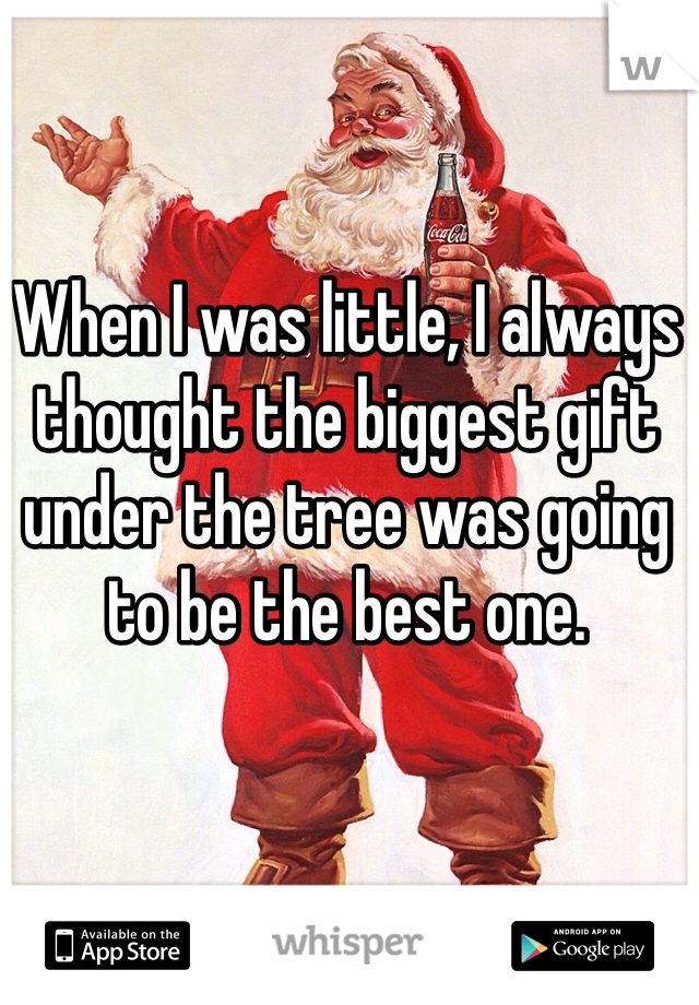 When I was little, I always thought the biggest gift under the tree was going to be the best one. 