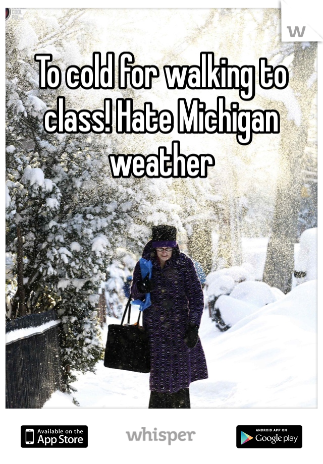 To cold for walking to class! Hate Michigan weather 