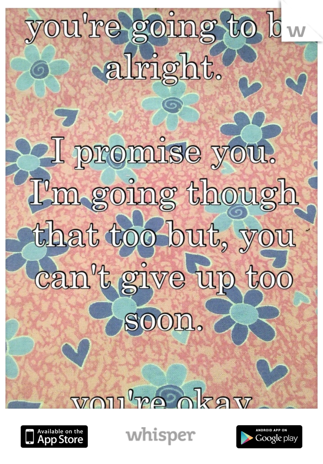 you're going to be alright. 

I promise you.
I'm going though that too but, you can't give up too soon.

you're okay.