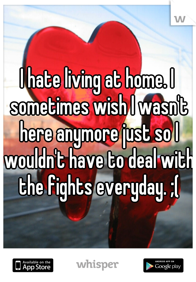I hate living at home. I sometimes wish I wasn't here anymore just so I wouldn't have to deal with the fights everyday. ;(