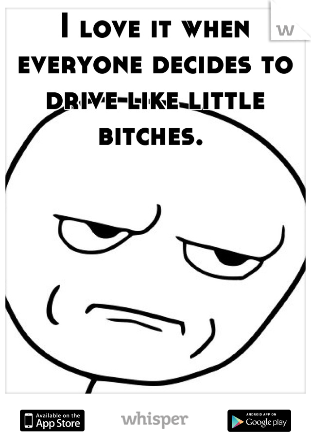I love it when everyone decides to drive like little bitches. 