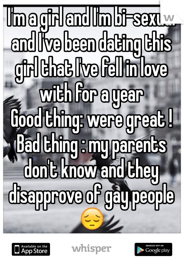 I'm a girl and I'm bi-sexual and I've been dating this girl that I've fell in love with for a year 
Good thing: were great !
Bad thing : my parents don't know and they disapprove of gay people 😔