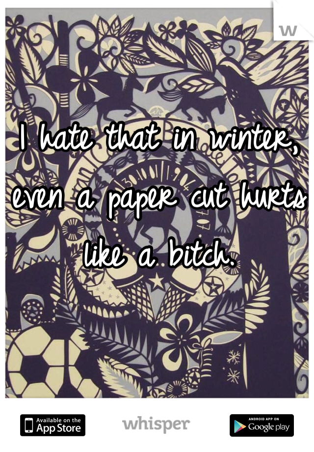 I hate that in winter, even a paper cut hurts like a bitch. 