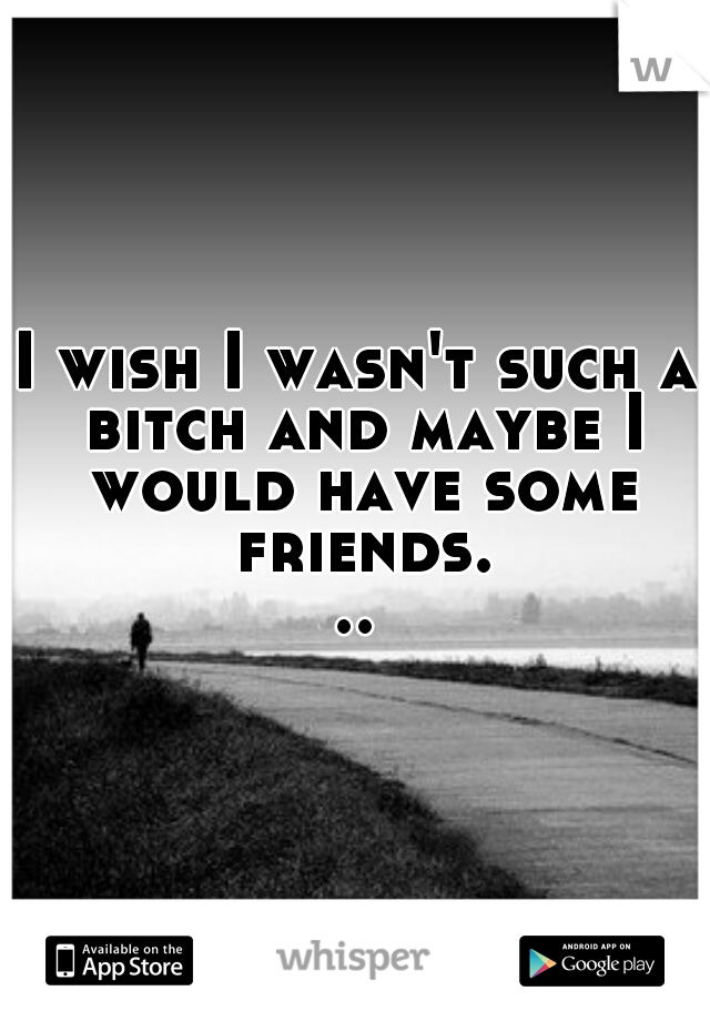 I wish I wasn't such a bitch and maybe I would have some friends...