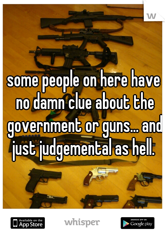 some people on here have no damn clue about the government or guns... and just judgemental as hell. 