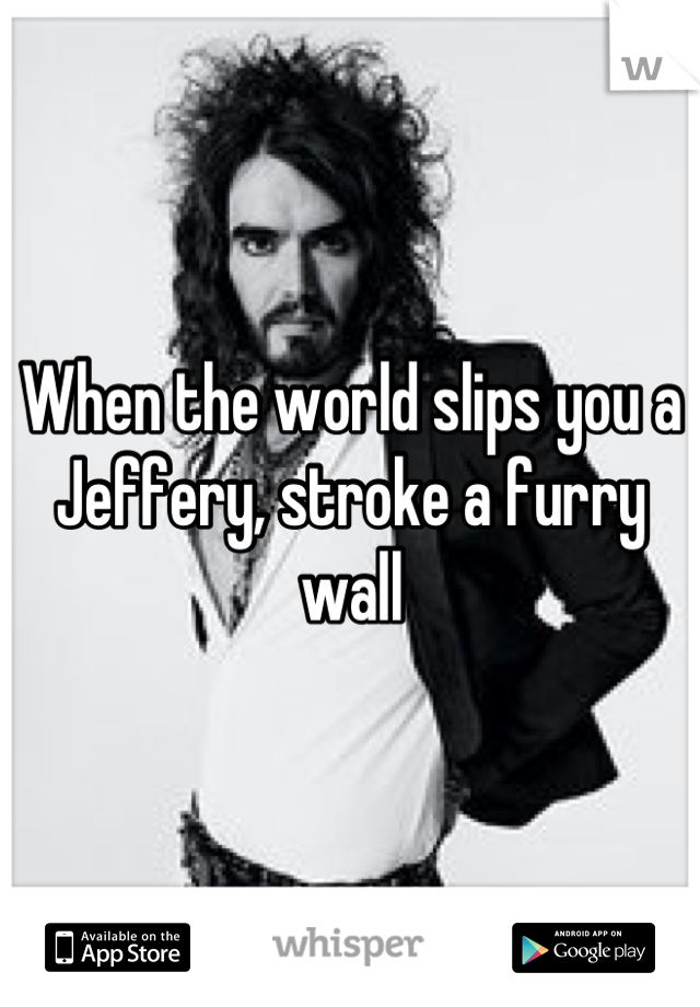 When the world slips you a Jeffery, stroke a furry wall