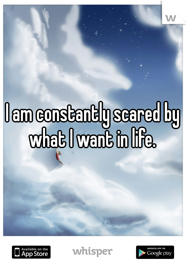 I am constantly scared by what I want in life. 