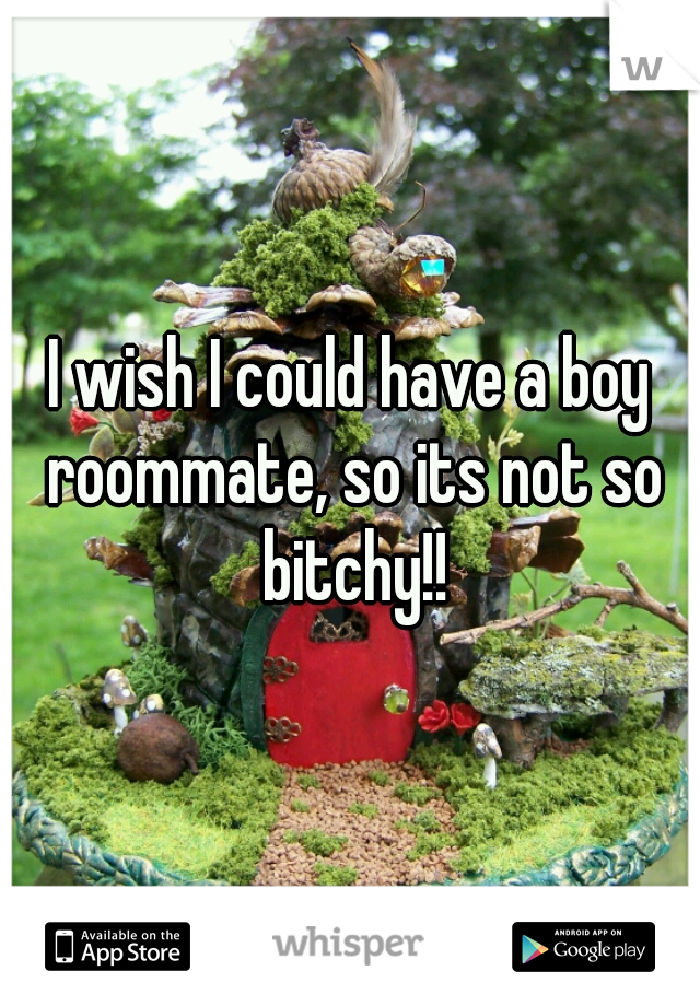 I wish I could have a boy roommate, so its not so bitchy!!