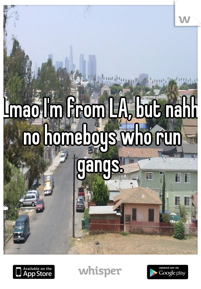 Lmao I'm from LA, but nahh no homeboys who run gangs. 
