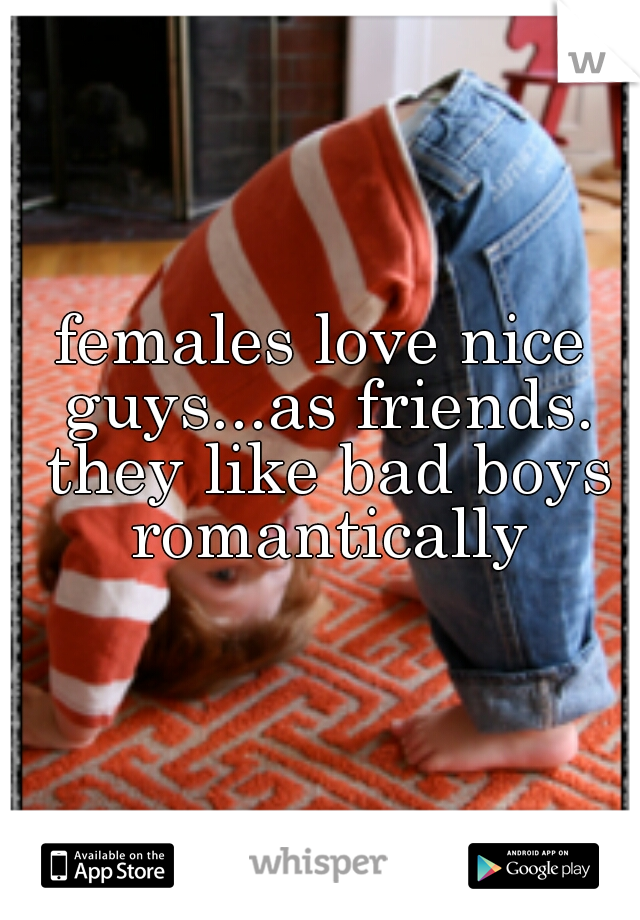 females love nice guys...as friends. they like bad boys romantically