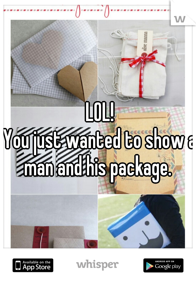 LOL!
You just wanted to show a man and his package.  