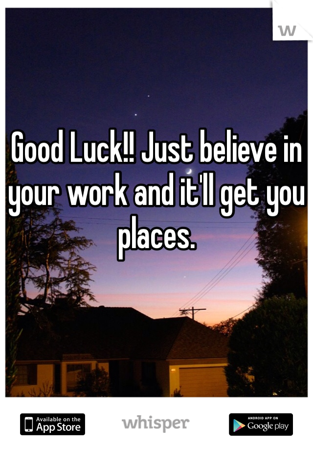 Good Luck!! Just believe in your work and it'll get you places.