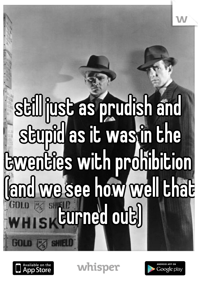 still just as prudish and stupid as it was in the twenties with prohibition  (and we see how well that turned out)