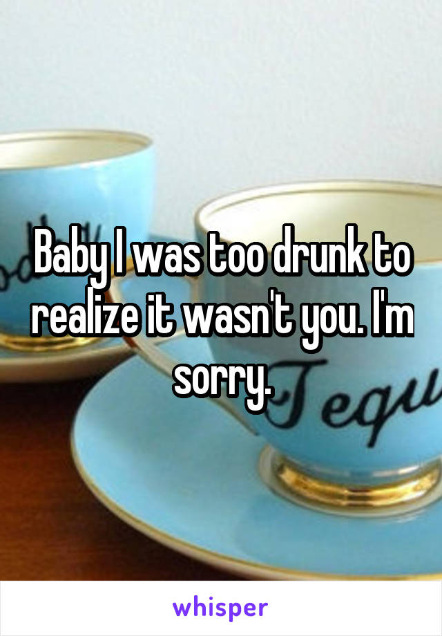 Baby I was too drunk to realize it wasn't you. I'm sorry.