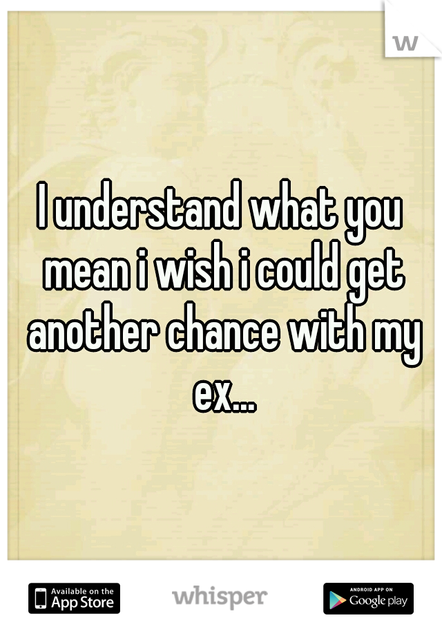 I understand what you mean i wish i could get another chance with my ex...