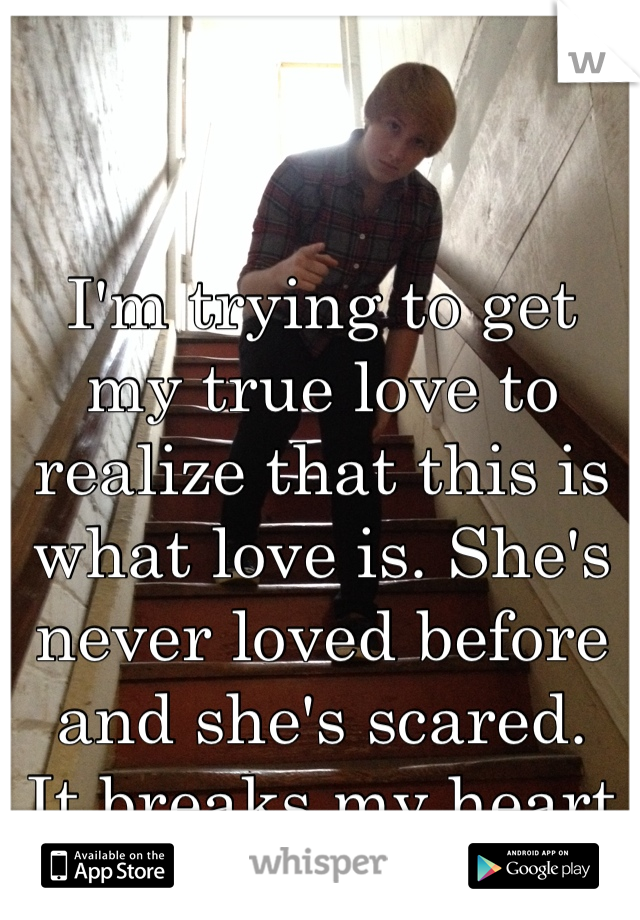 I'm trying to get my true love to realize that this is what love is. She's never loved before and she's scared.  It breaks my heart