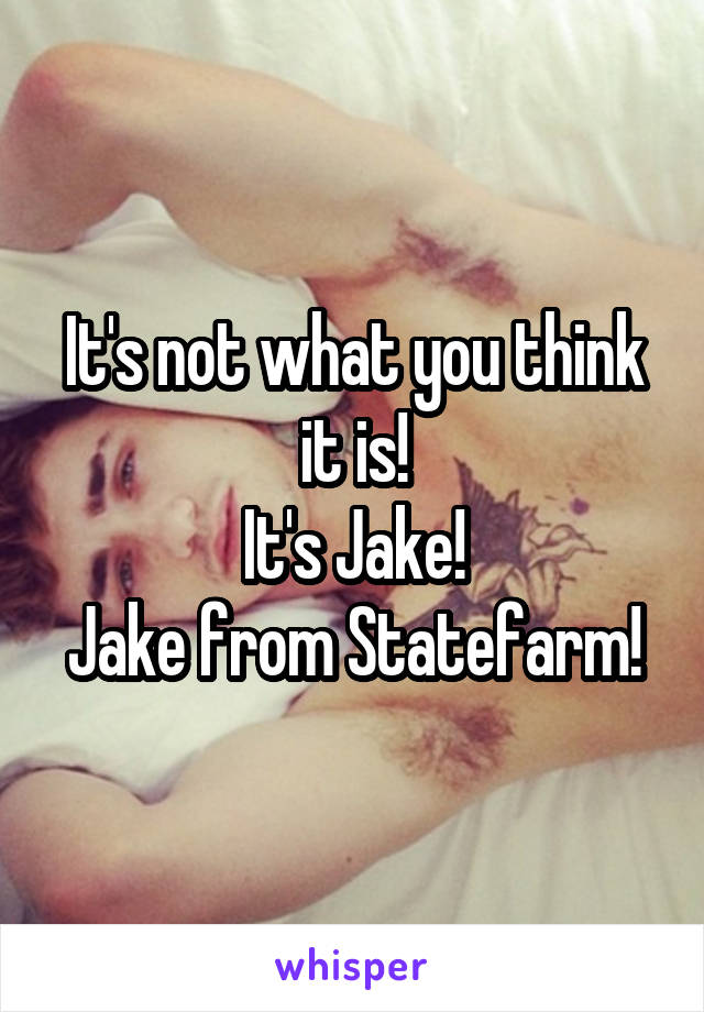 It's not what you think it is!
It's Jake!
Jake from Statefarm!