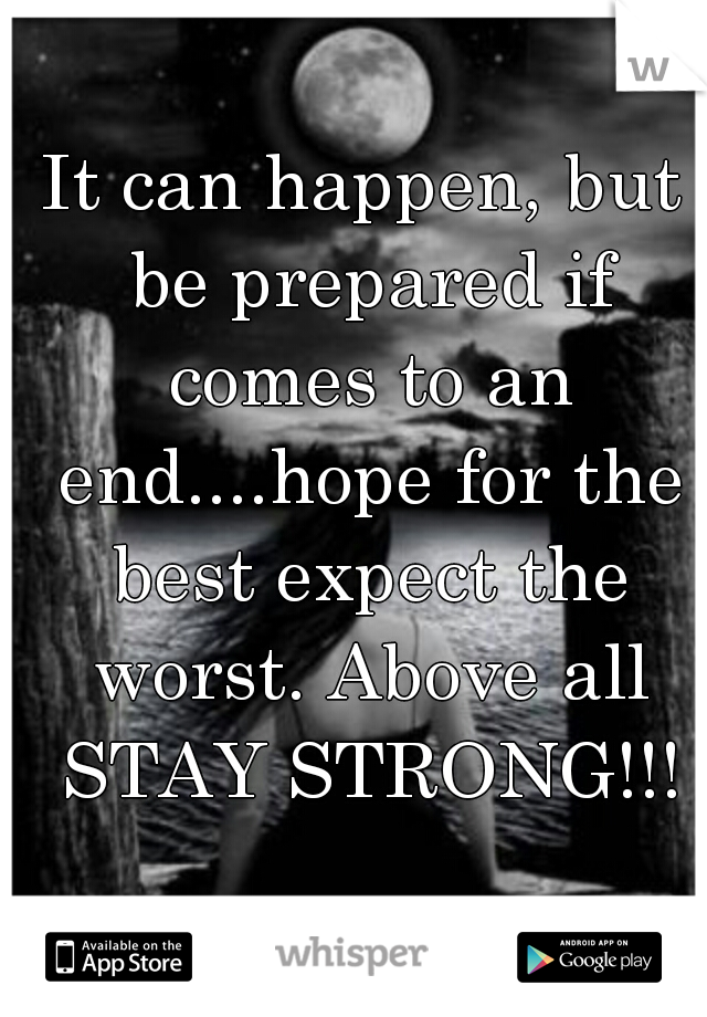 It can happen, but be prepared if comes to an end....hope for the best expect the worst. Above all STAY STRONG!!!