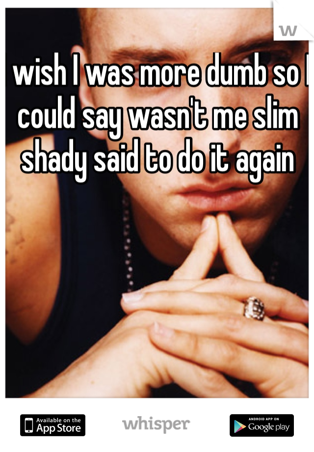 I wish I was more dumb so I could say wasn't me slim shady said to do it again