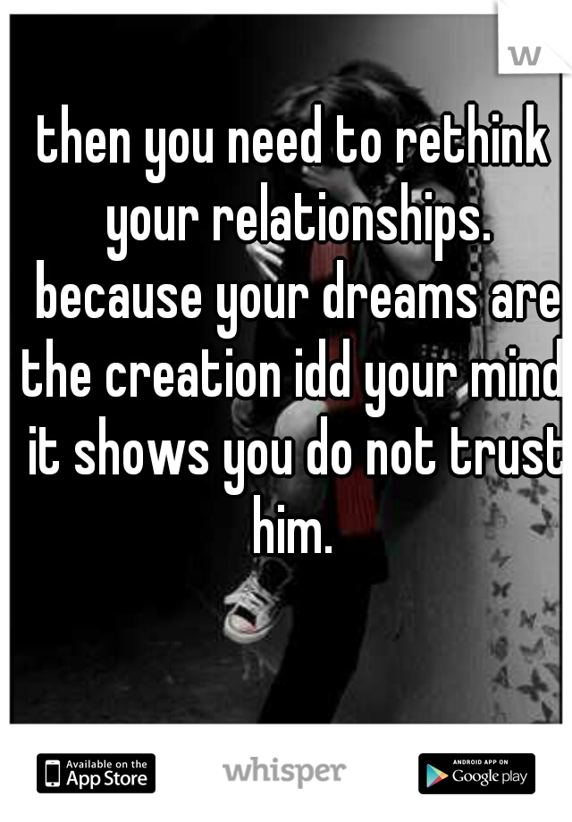 then you need to rethink your relationships. because your dreams are the creation idd your mind. it shows you do not trust him. 