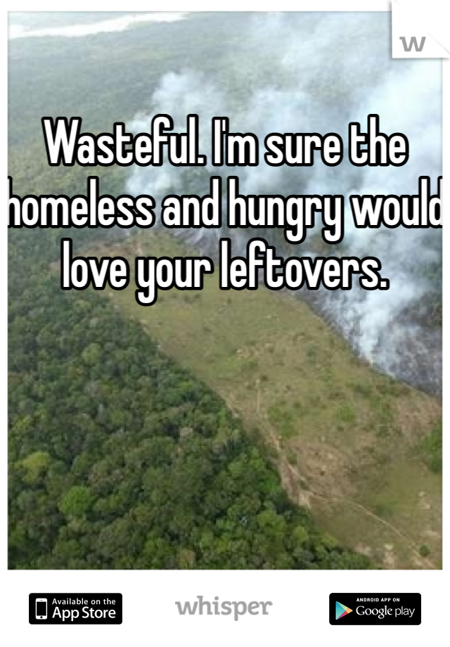 Wasteful. I'm sure the homeless and hungry would love your leftovers.
