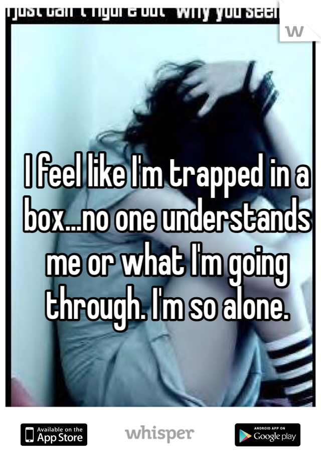 I feel like I'm trapped in a box...no one understands me or what I'm going through. I'm so alone.