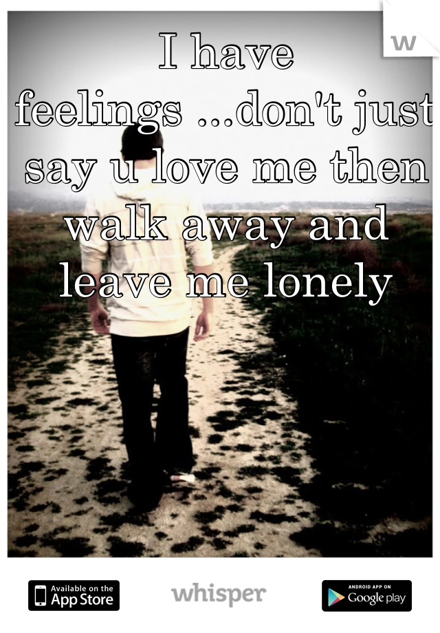 I have feelings ...don't just say u love me then walk away and leave me lonely 