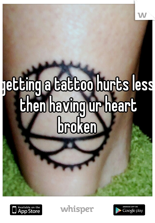 getting a tattoo hurts less then having ur heart broken 