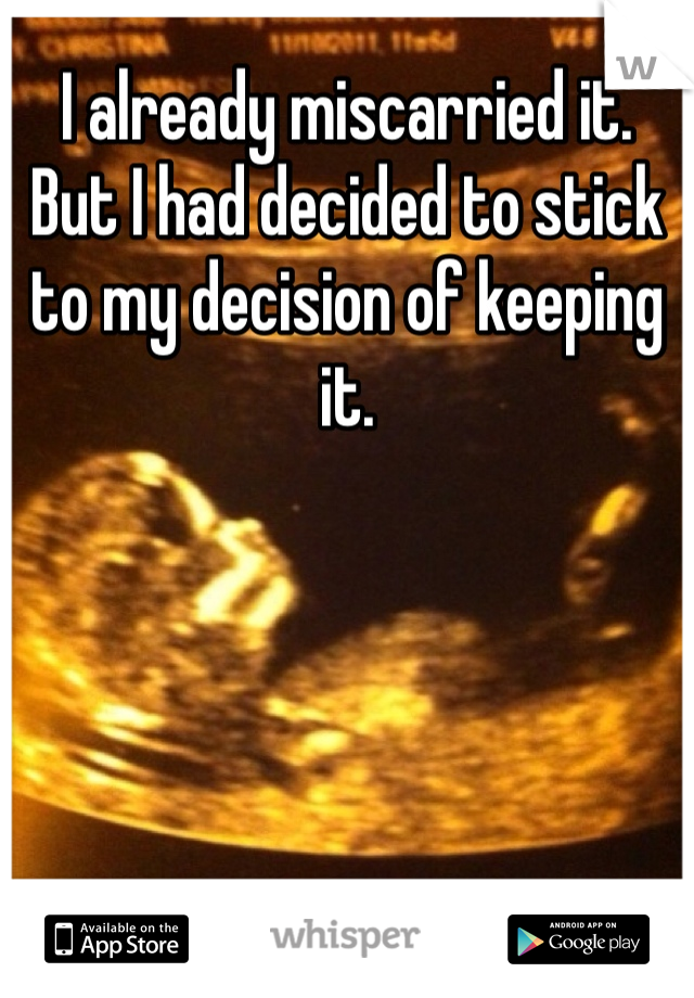 I already miscarried it. But I had decided to stick to my decision of keeping it. 