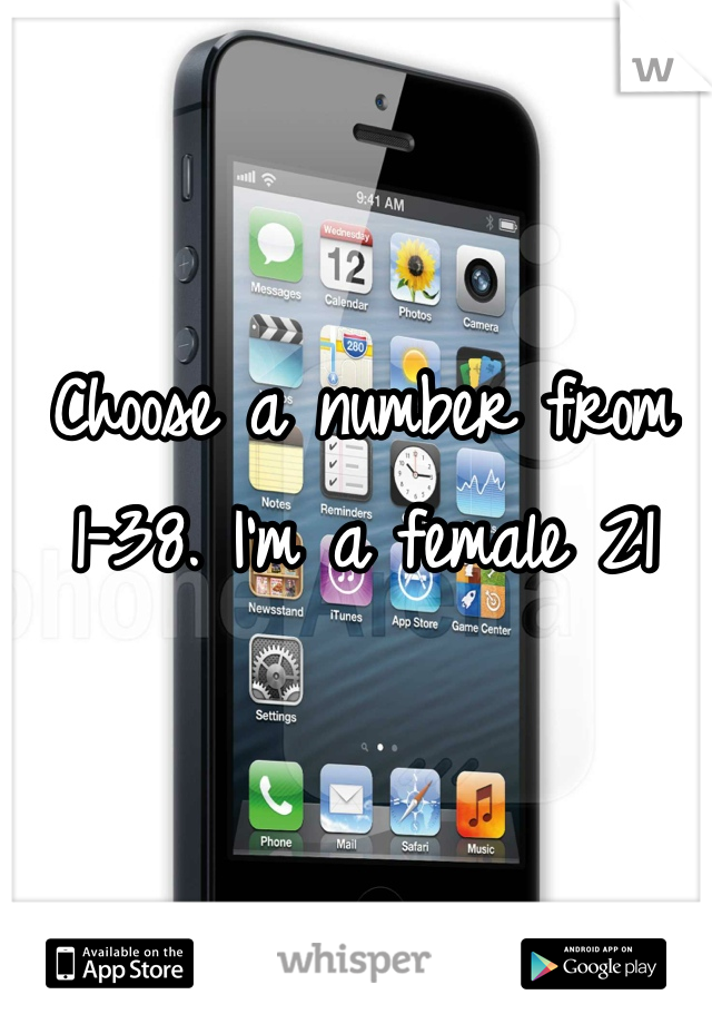 Choose a number from 1-38. I'm a female 21