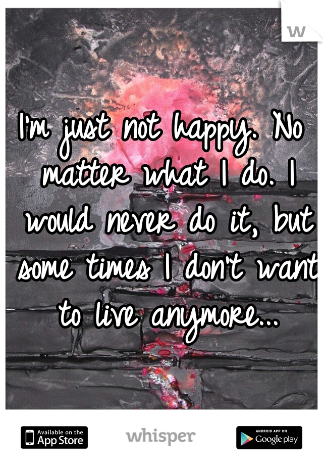 I'm just not happy. No matter what I do. I would never do it, but some times I don't want to live anymore...