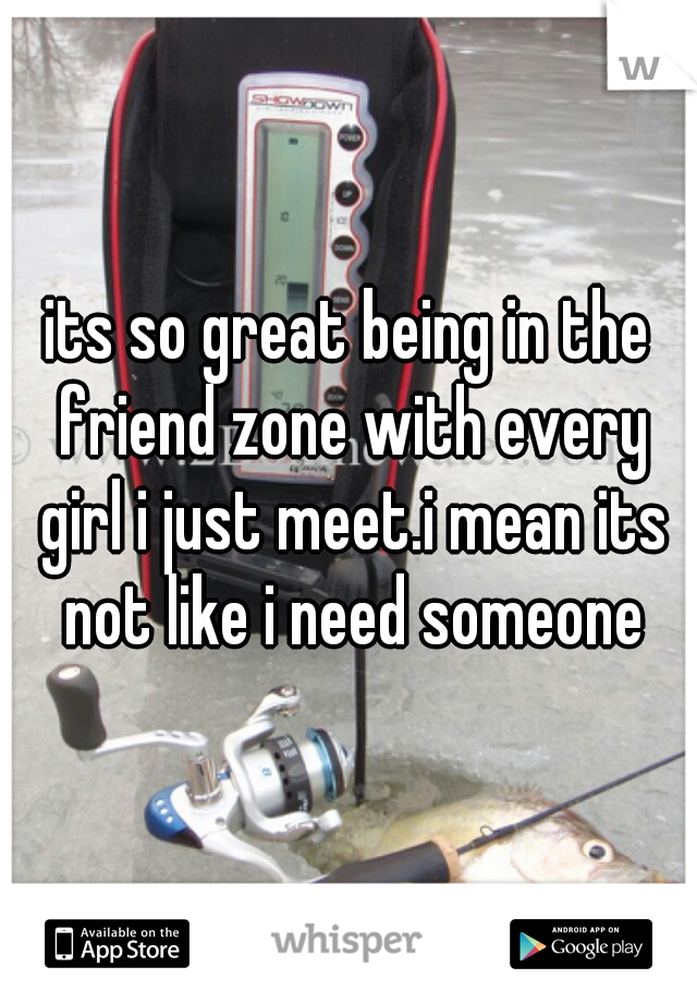 its so great being in the friend zone with every girl i just meet.i mean its not like i need someone