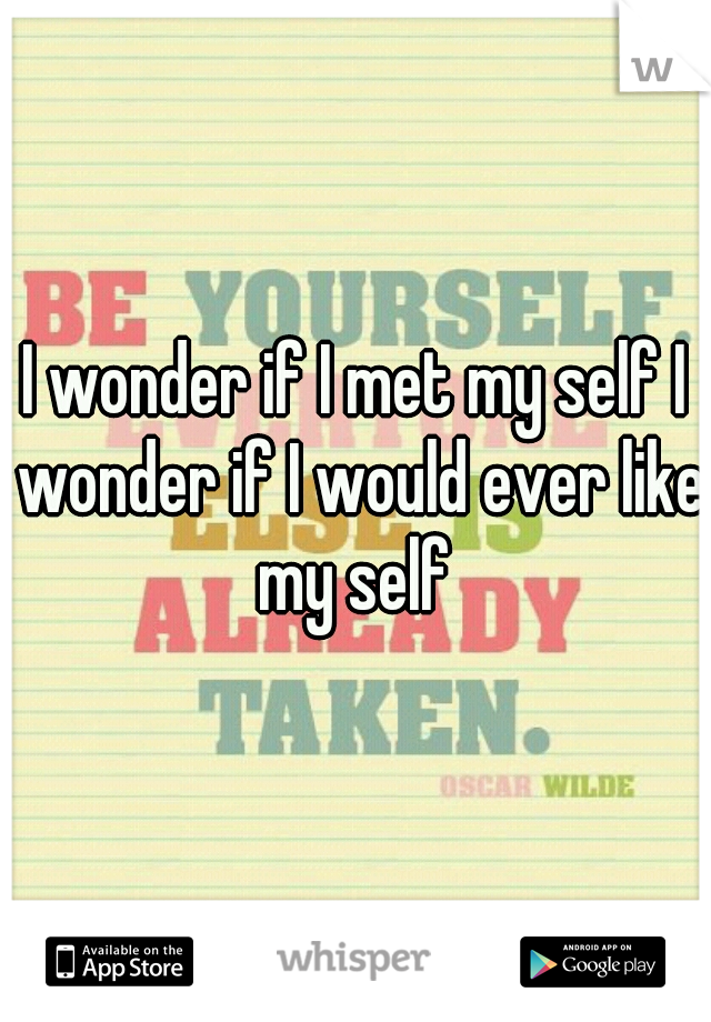 I wonder if I met my self I wonder if I would ever like my self 