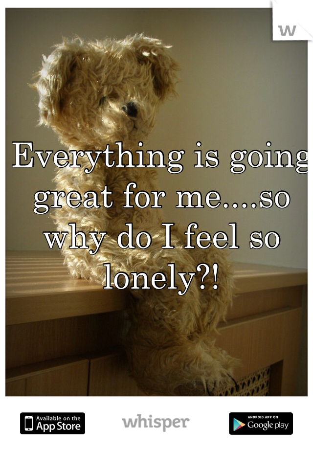 Everything is going great for me....so why do I feel so lonely?!