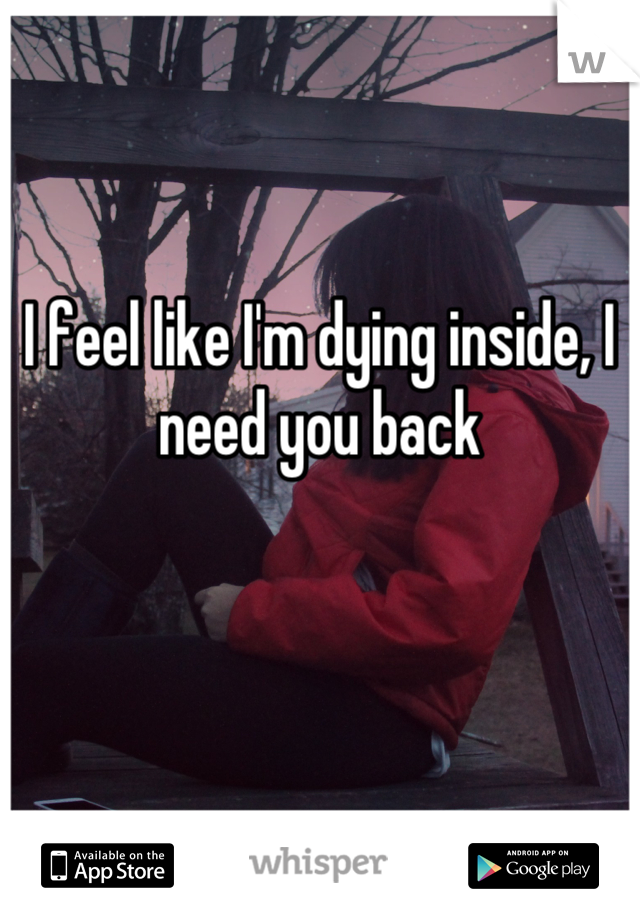 I feel like I'm dying inside, I need you back