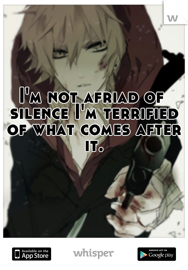 I'm not afriad of silence I'm terrified of what comes after it.