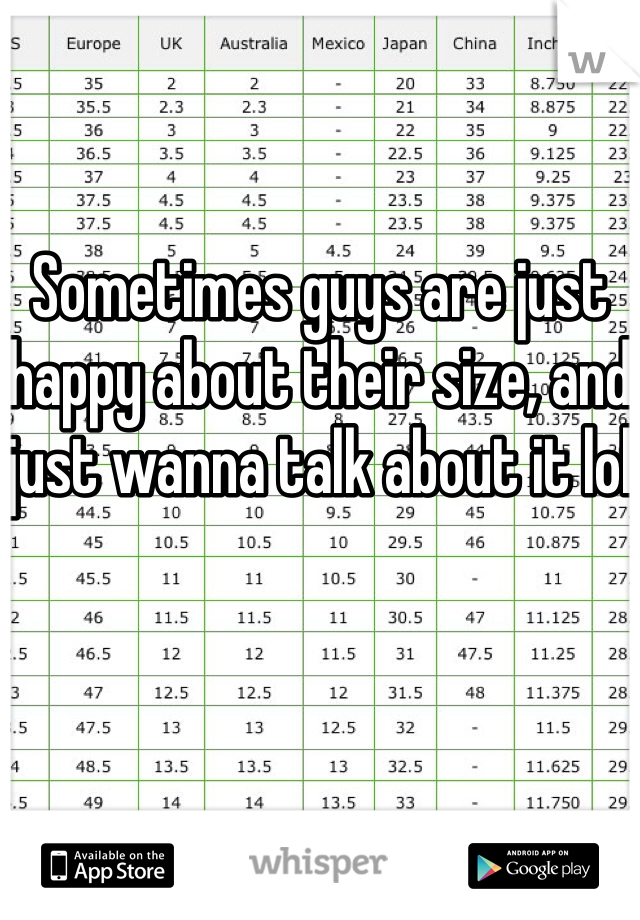 Sometimes guys are just happy about their size, and just wanna talk about it lol 