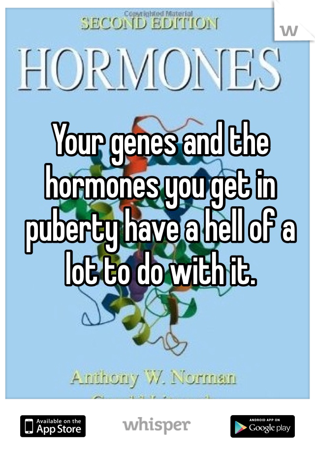 Your genes and the hormones you get in puberty have a hell of a lot to do with it.