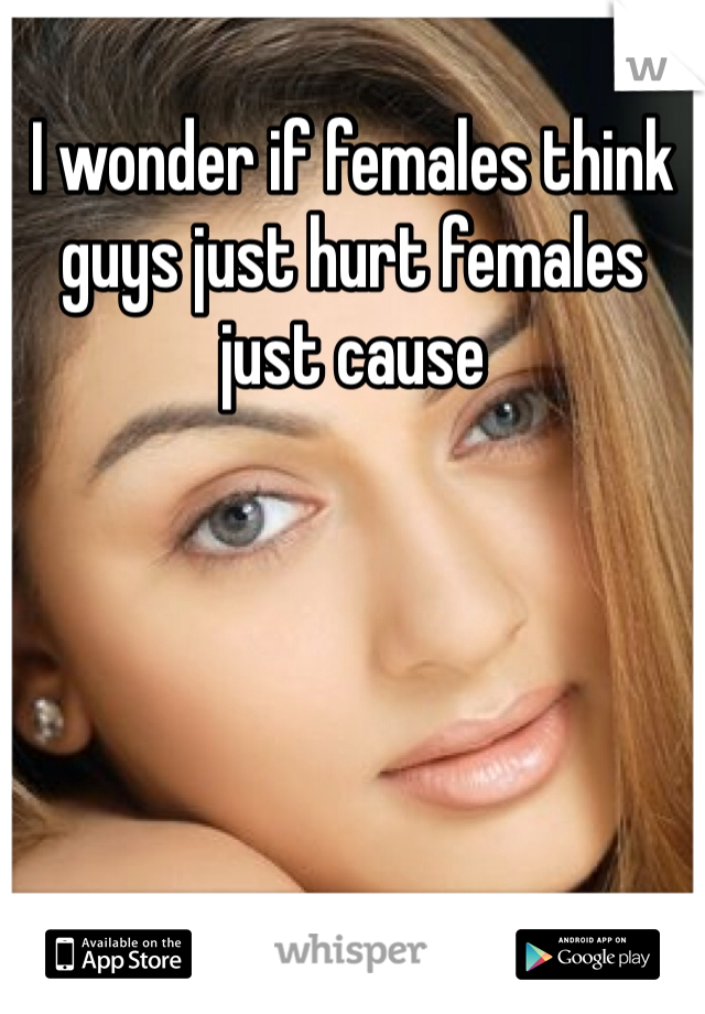 I wonder if females think guys just hurt females just cause 