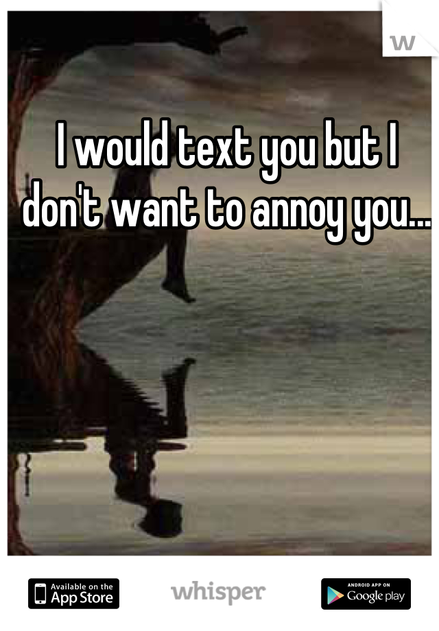 I would text you but I don't want to annoy you...