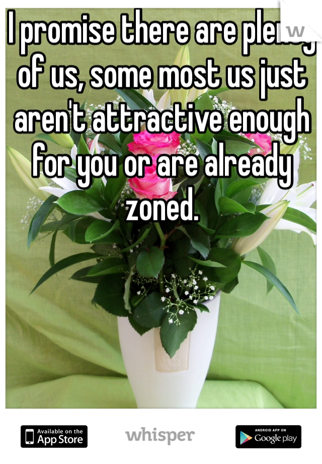 I promise there are plenty of us, some most us just aren't attractive enough for you or are already zoned.