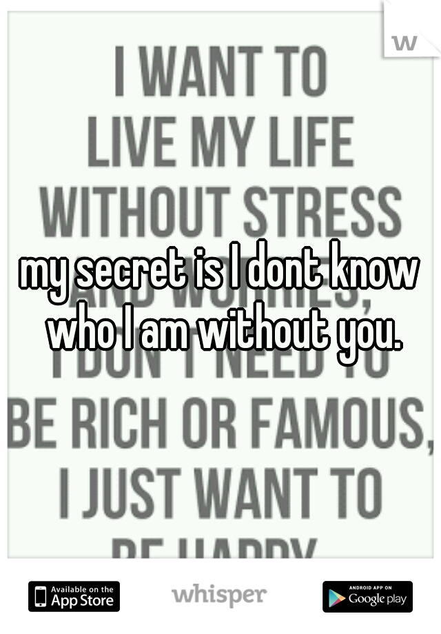 my secret is I dont know who I am without you.