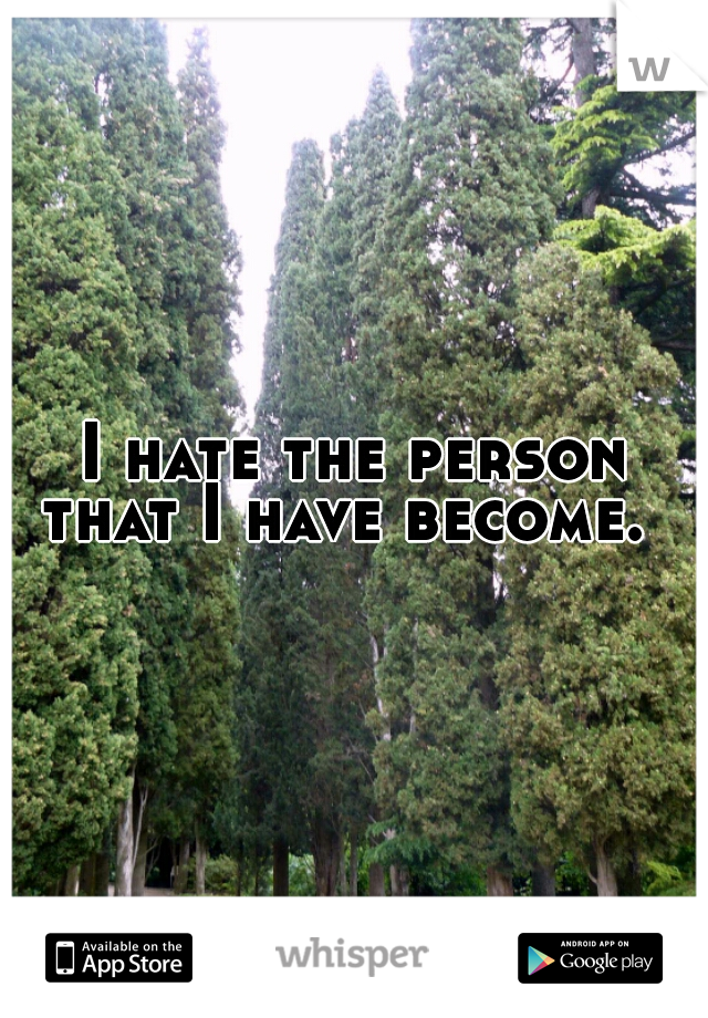 I hate the person that I have become.  