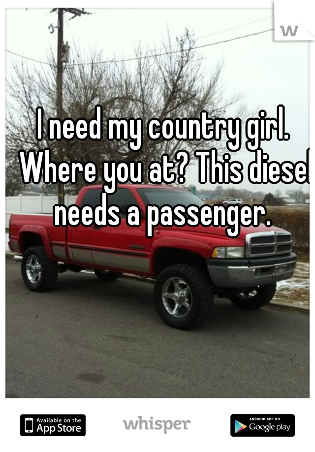 I need my country girl. Where you at? This diesel needs a passenger. 